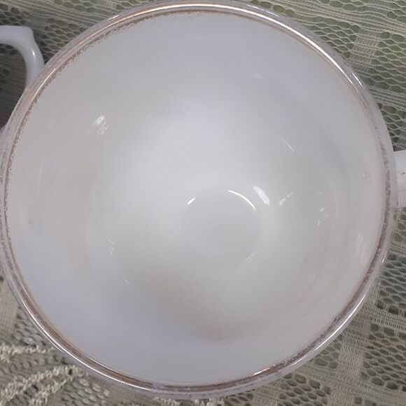 Anchor Hocking Vintage Fire King Suburbia Swirl  Cream & Sugar Bowl gold trim - Picture 13 of 15